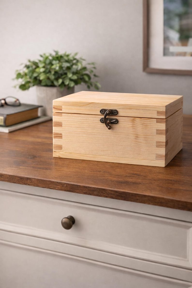 Solid wood box-joint keepsake box