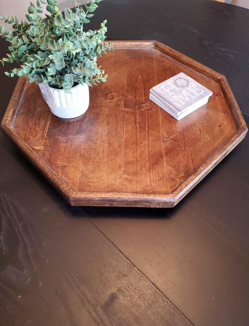 Twenty-one-inch solid wood Lazy Susan styled for the table
