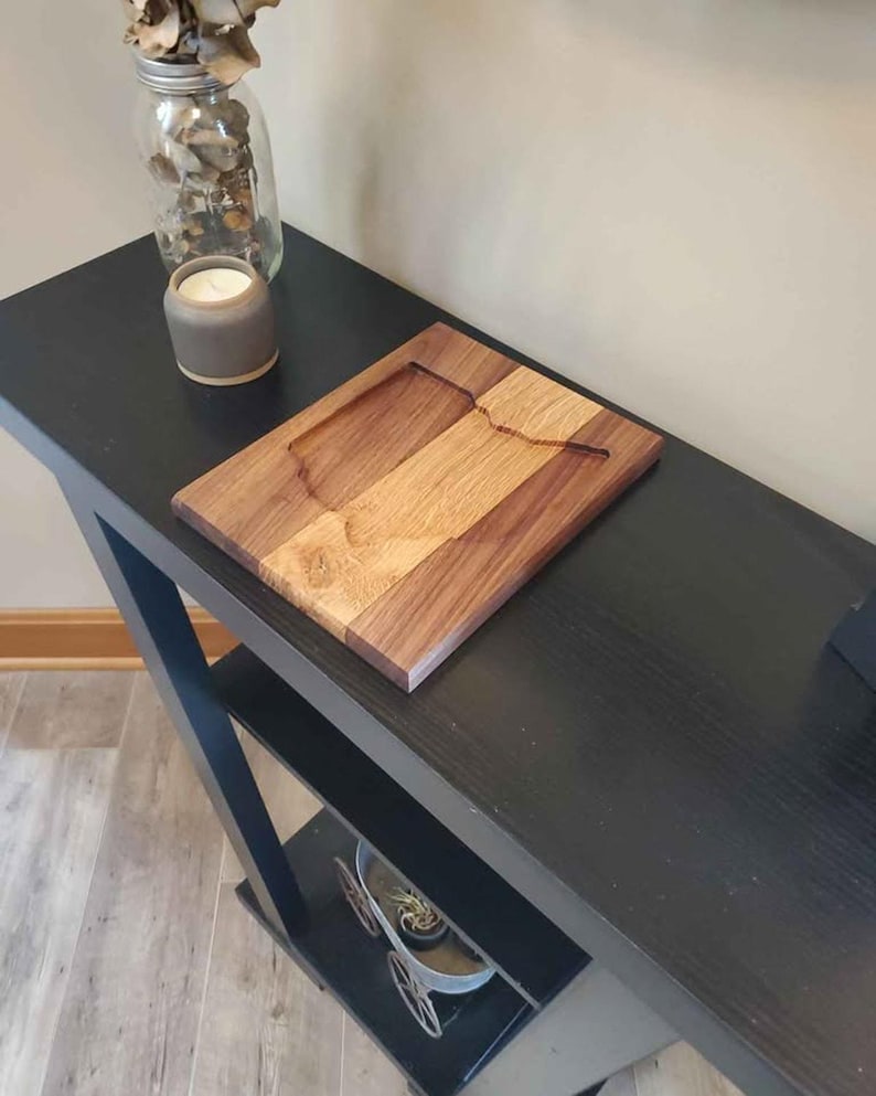 Ohio-shaped walnut and maple catchall