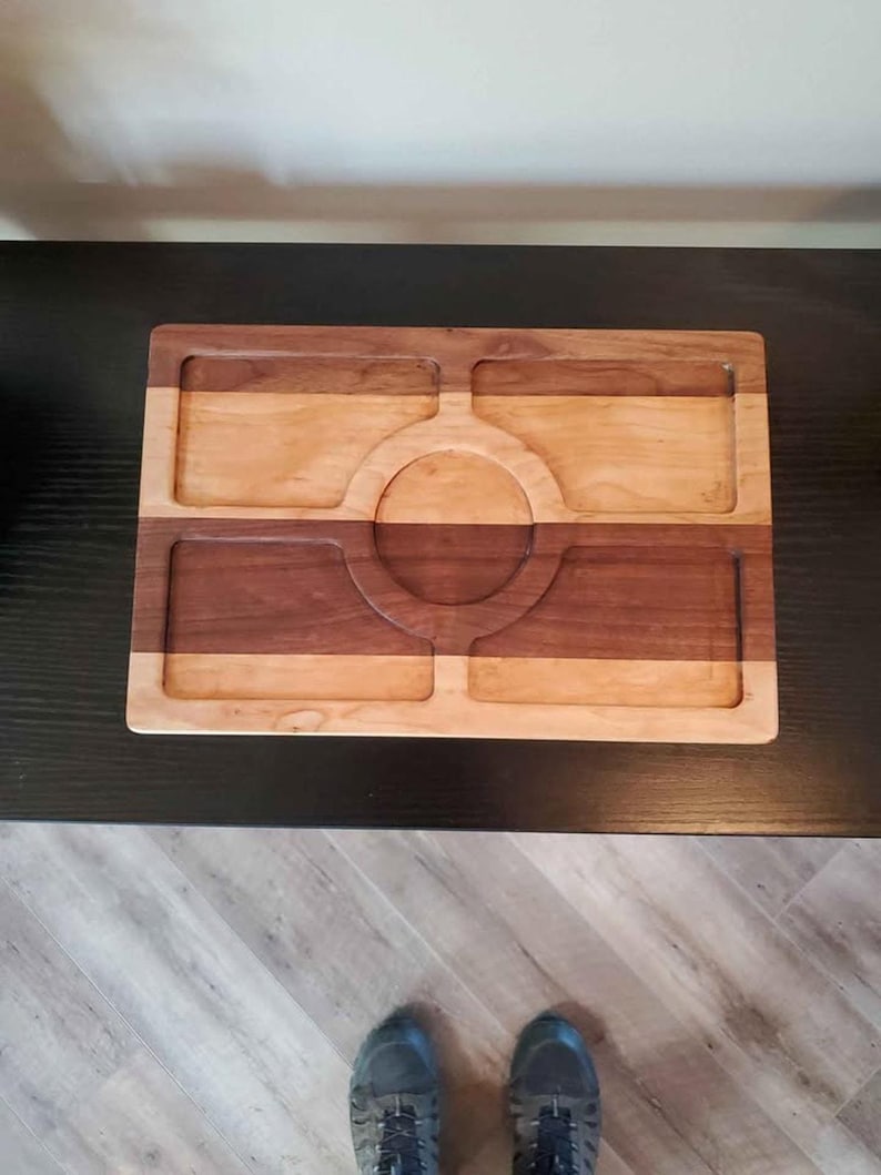 Overhead view of the empty Waypoint valet tray showing its 12 by 8 inch orientation